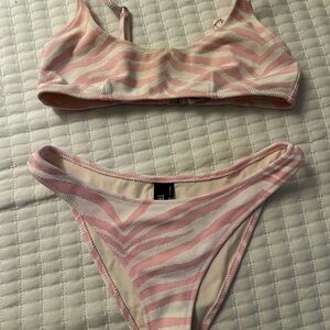Triangl Pink and White Zebra Print Bikini Set